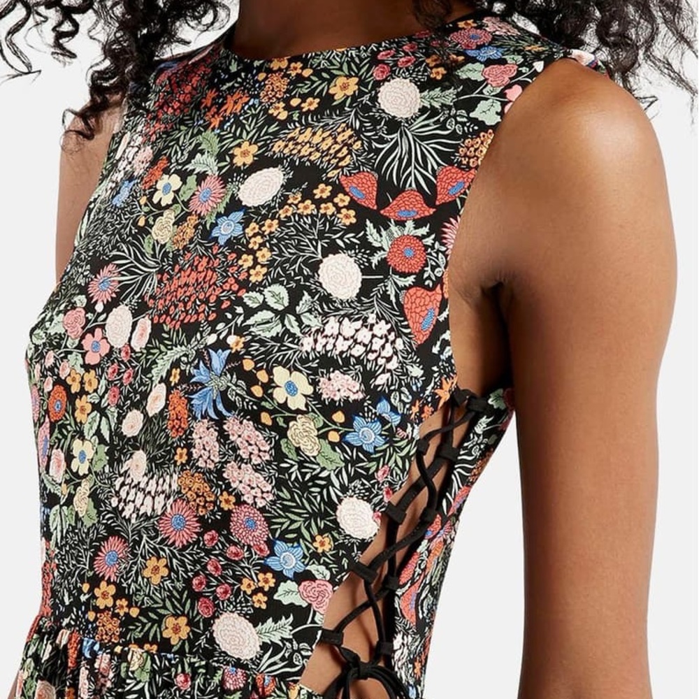 Topshop Floral Midi Dress